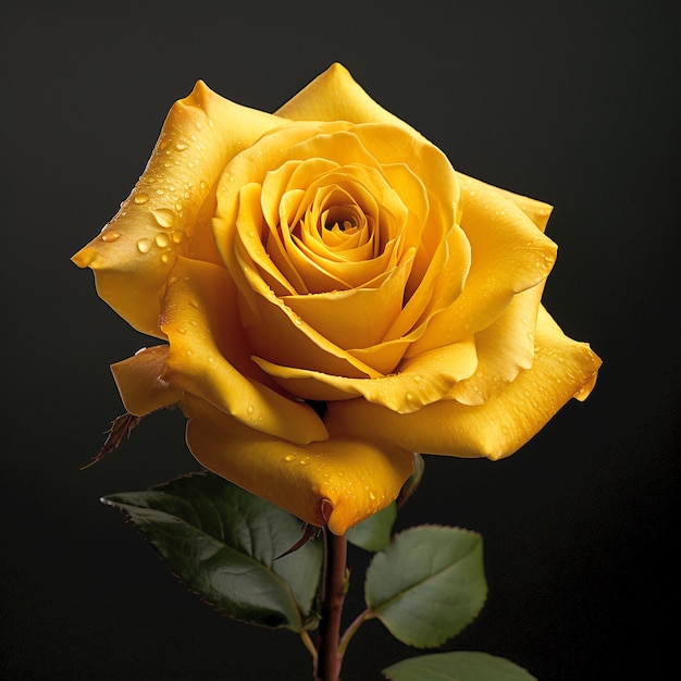 Yellow rose with deep dark depth