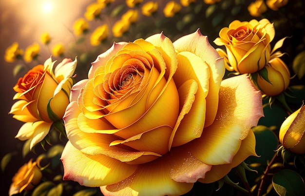 Yellow roses in the sun wallpapers