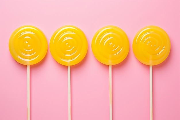 Yellow round lollipops