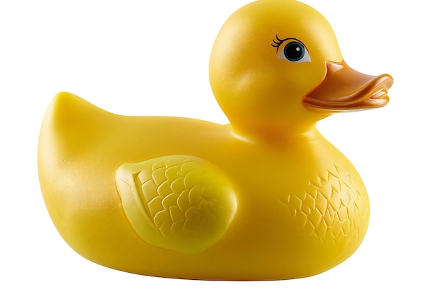 Photo yellow rubber duck toy isolated on white background simple style transparent or cutout solid color