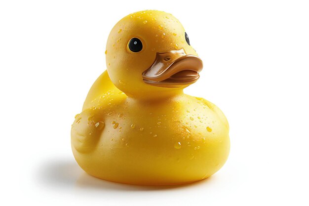 Photo yellow rubber duck toy isolated on white background simple style transparent or cutout solid color