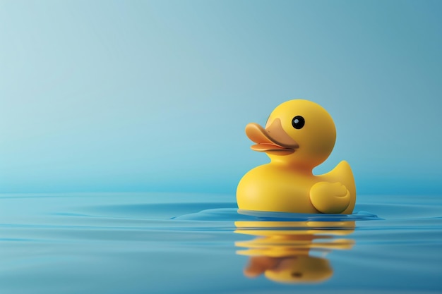 a yellow rubber duck in water