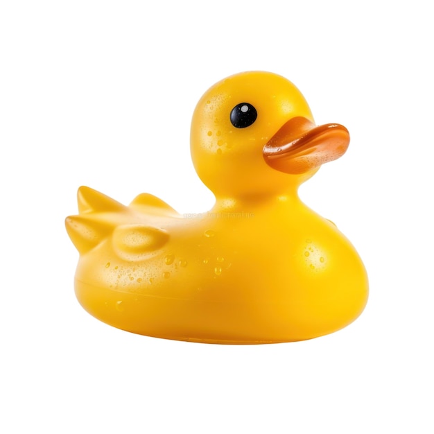 A yellow rubber duck with black eyes is shown.