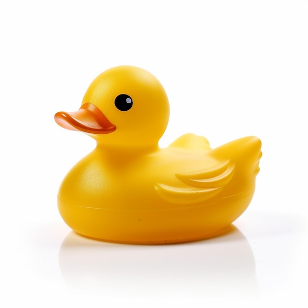 A yellow rubber duck with the word duck on it