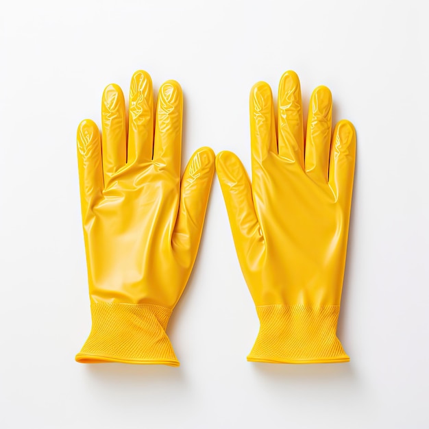 Photo yellow rubber gloves for cleaning on white background workhouse concept created with generative ai technology