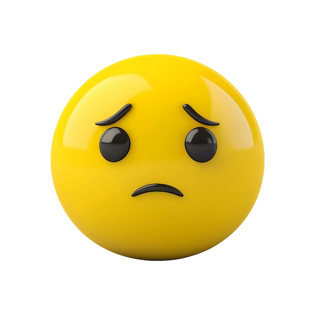 Yellow sad unhappy emoticon symbolizing disappointment and sadness 3d style design element