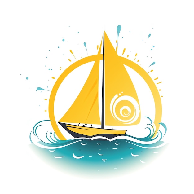 a yellow sailboat in the water