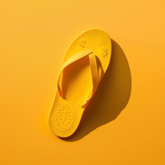 Yellow sandal on a Yellow empty flat Background, clean and minimalist