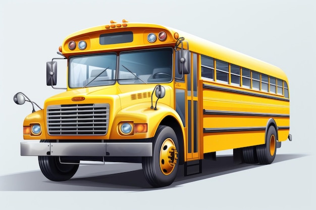 Yellow School Bus on White Background