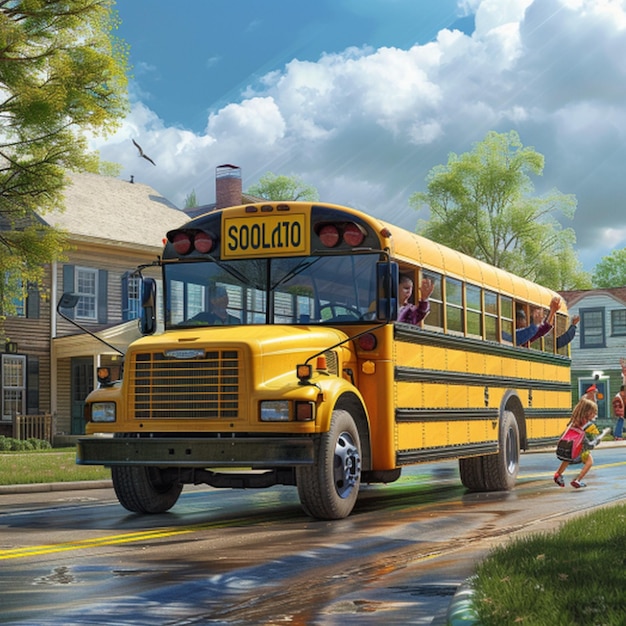 a yellow school bus with the word quot sun quot on the side