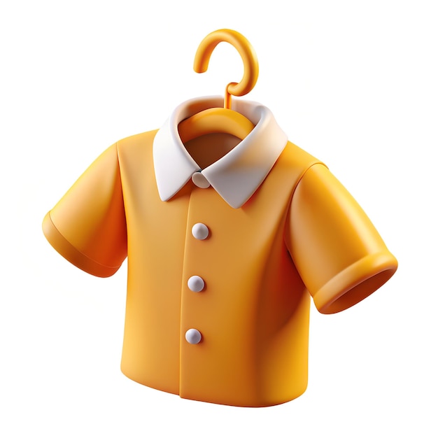 yellow shirt on hanger 3D rendered