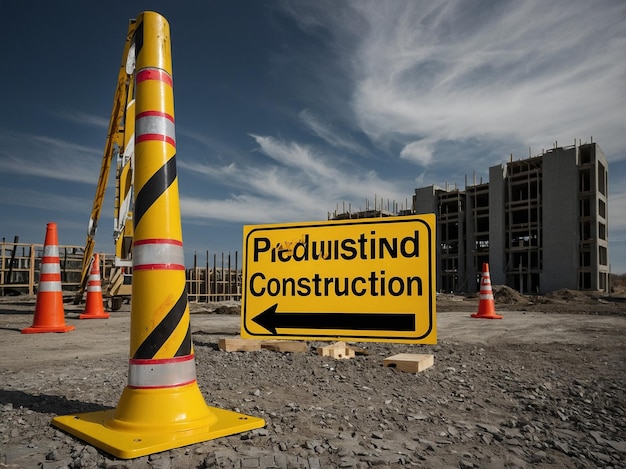 Photo a yellow sign that says  conrete construction  is on a construction site