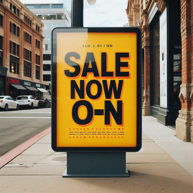 a yellow sign that says sale now on it