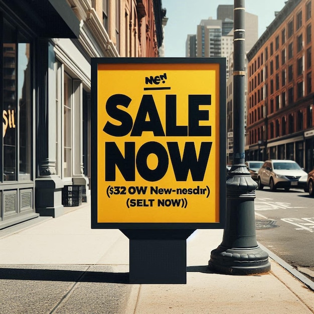 a yellow sign that says sale now now now now now