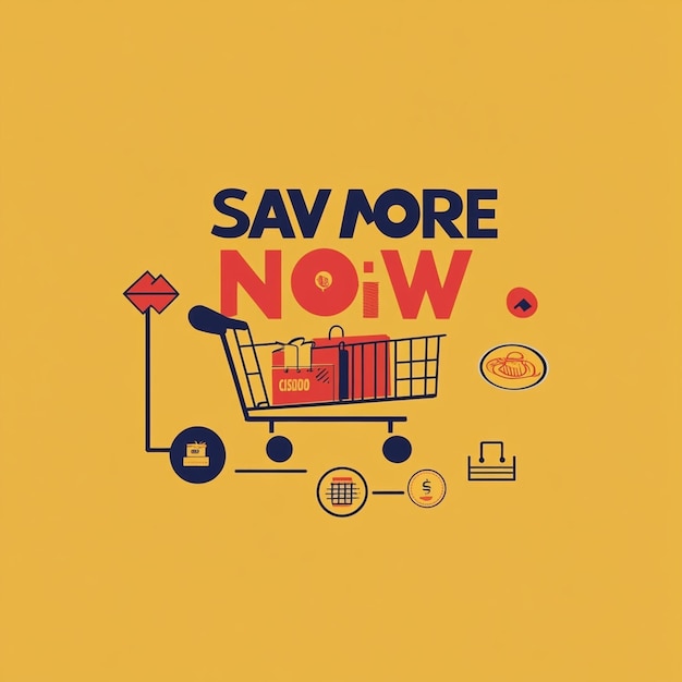 Photo a yellow sign that says  save now  is on a yellow background