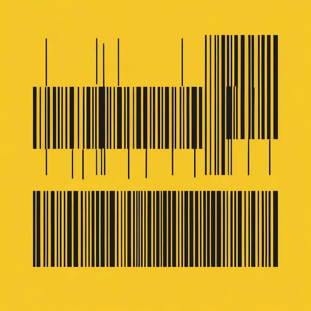 Photo a yellow sign with black and white lines that says barcode