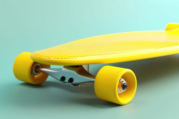 Yellow skateboard on blue background Generative AI