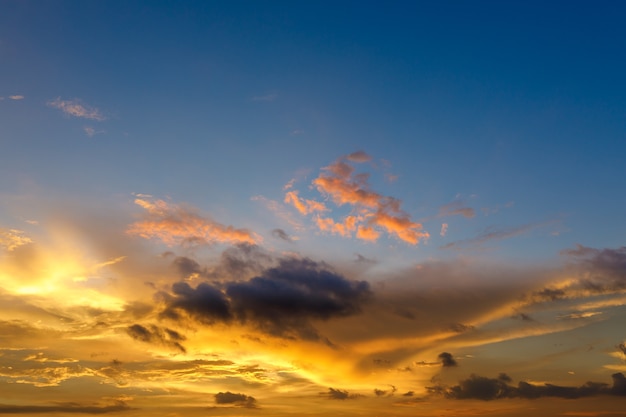 Yellow sky after sunset with seaside atmosphere.