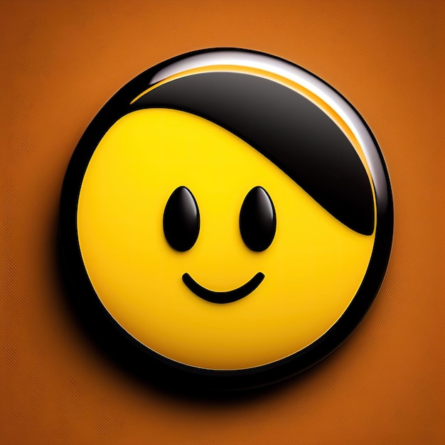 A yellow smiley emoji face with a black hair stripe on it