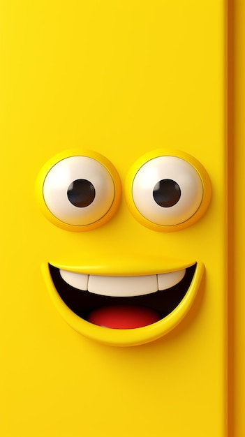 Photo a yellow smiley face with black eyes and a yellow background