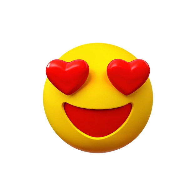 a yellow smiley face with red hearts on it