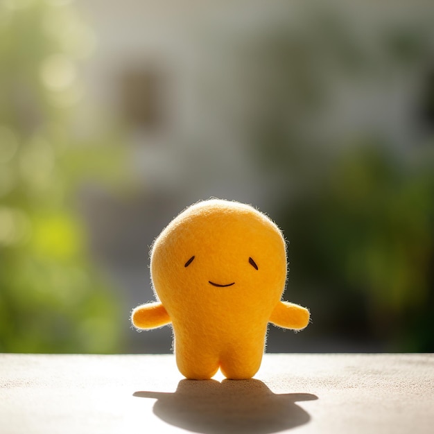 Photo a yellow smiley toy with a smiley face on it