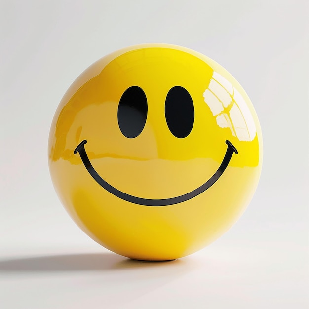 Yellow smiling ball white background