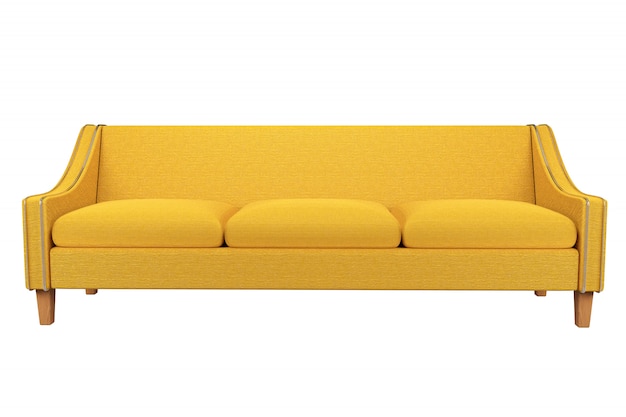 Yellow Sofa and Chair fabric leather isolated