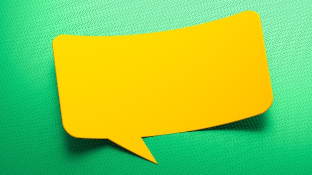 A yellow speech bubble with the word chat on it