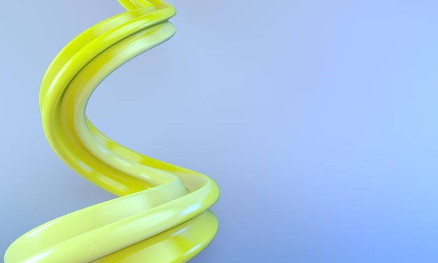 Yellow spiral on blue background. 3d rendering