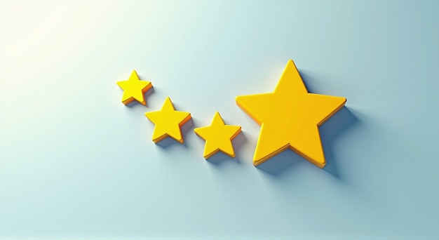 Photo a yellow star on a blue background with three stars