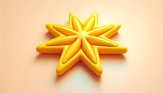 A yellow star shaped object with a star on it