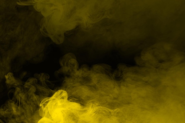 Yellow steam on a black background