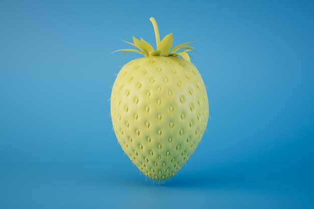 Yellow Strawberry on blue background minimal idea food concept 3d render