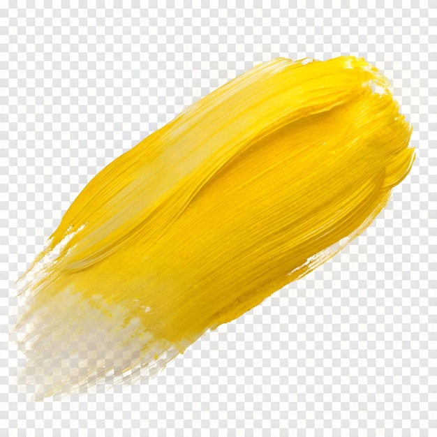 yellow stroke of paint isolated on transparent background