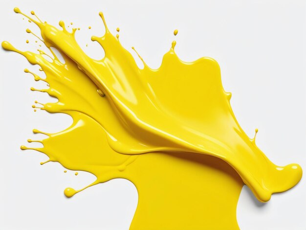 Yellow strokes of paint isolated on a white background