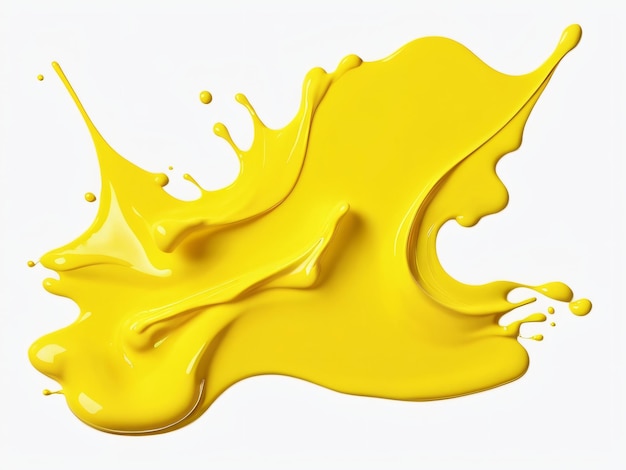 Yellow strokes of paint isolated on a white background