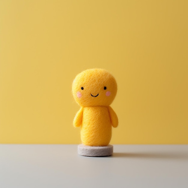 Photo a yellow stuffed animal with a smiley face on it