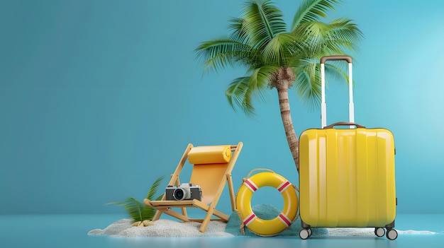 a yellow suitcase with a lifeguard on the bottom