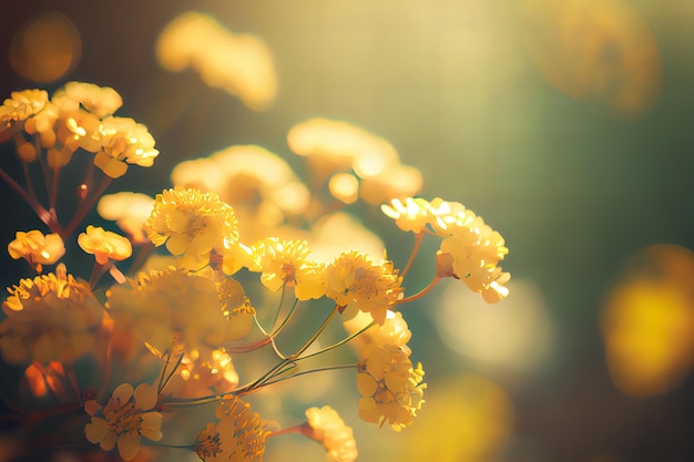 Yellow summer flowers yellow flower green plant and leaf