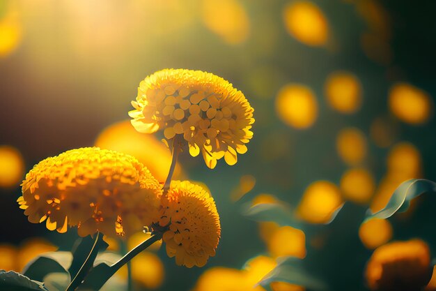 Yellow summer flowers yellow flower green plant and leaf