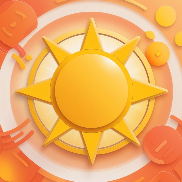 Photo yellow sun icon orange weather sunshine summer abstract symbols isolated