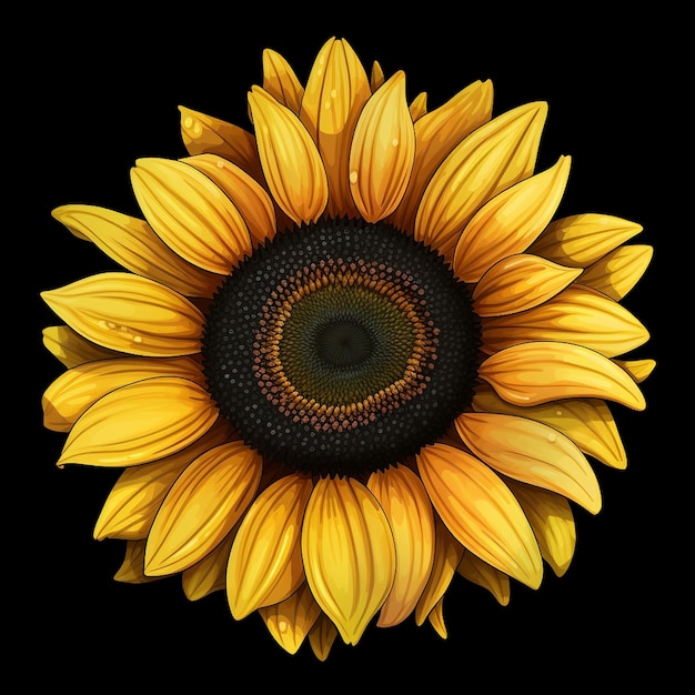 Yellow sunflower with black background