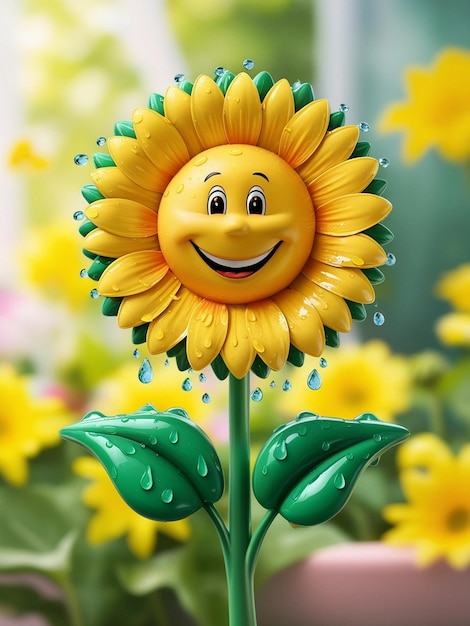 a yellow sunflower with water drops on it