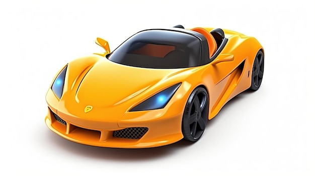 A yellow supercar that is on a white background