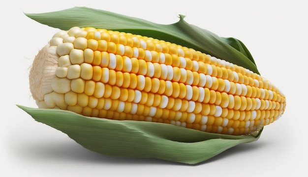 Yellow Sweet Corn on white background Generative AI