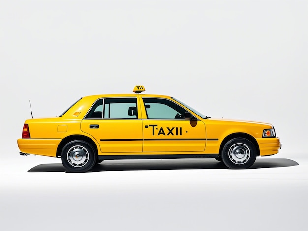 a yellow taxi cab with the word taxi on the top