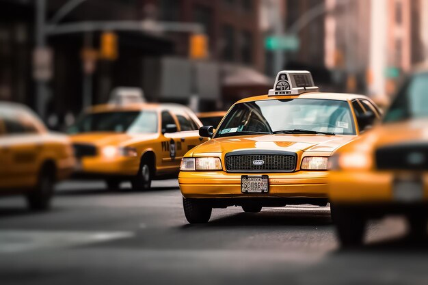 Yellow Taxi in Manhattan New York City in USA AI