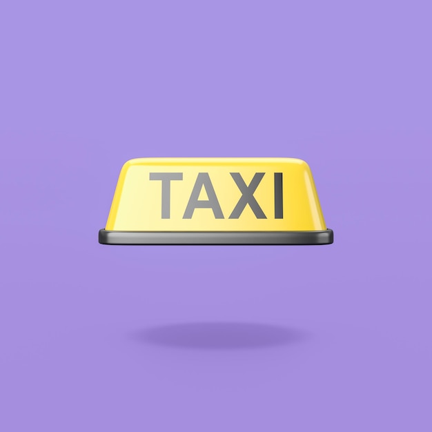 Yellow Taxi Roof Signboard on Purple Background