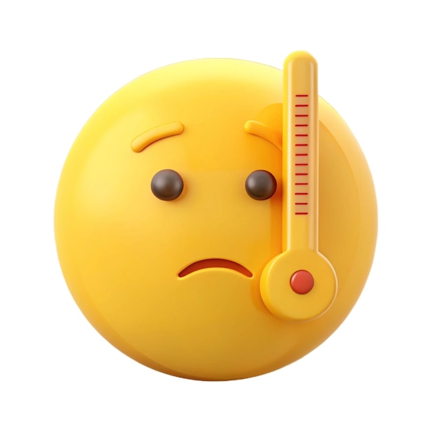 a yellow temperature gauge with thermometer showing a sad face